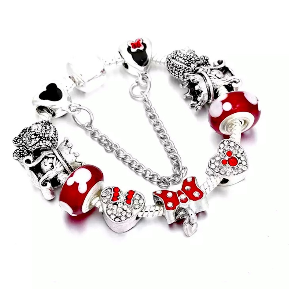 New Disney 925 Silver Mickey Mouse Charm Bracelet